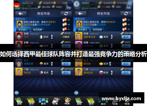 如何选择西甲最佳球队阵容并打造最强竞争力的策略分析